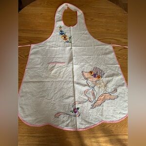 Hand- Embroidered 1950s Kitchen Apron
